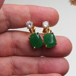 14k Diamond & Emerald Earring
